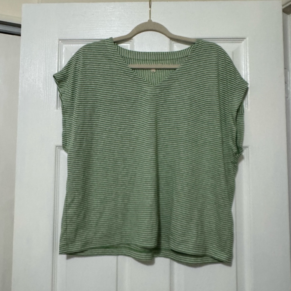 Madewell Striped Linen Blend Top Size Large